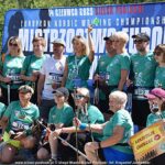 Zawody w nordic walkingu w lesie grabowieckim.