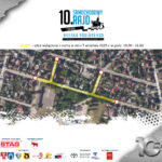 Mapa fragmentu miasta z oznaczonymi ulicami wyłączonymi z ruchu.