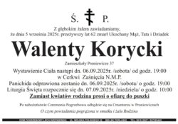 Klepsydra informująca o śmierci i pogrzebie.