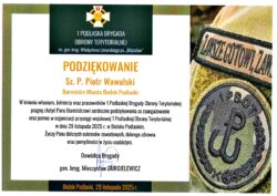 Poziomy dokument - podziękowania dla Burmistrza Miasta Bielsk Podlaski od Wojska Polskiego, za pomoc przy organizacji przysięgi wojskowej.