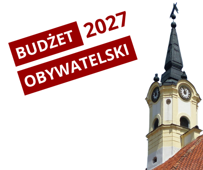 baner reklamowy budżetu obywatelskiego Miasta Bielsk Podlaski przedstawia napis "Budżet Obywatelski 2027" oraz wizerunek ratusza