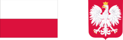 Pozioma grafika z: flagą polski (z lewej) i godłem Polski (z prawej)