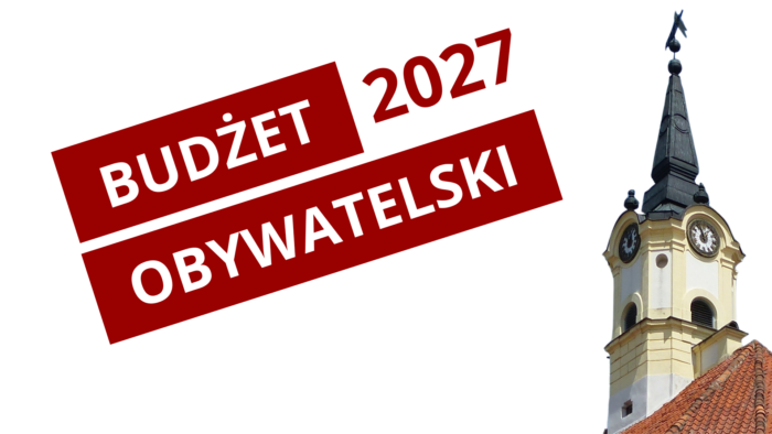 baner promujący budżet obywatelski przedstawia ratusz miasta oraz napis Budżet Obywatelski 2027