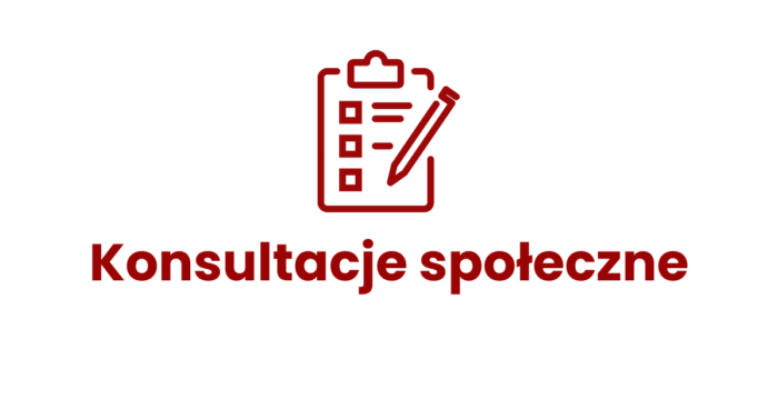 baner z napisem konsultacje społeczne